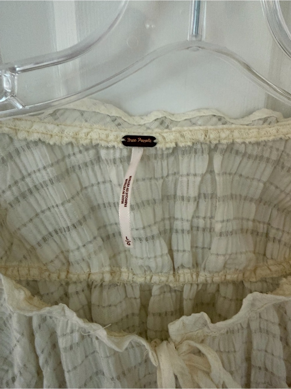 Free People Hailey Ivory Striped Ruffle Blouse Long Sleeve - Picture 5 of 5